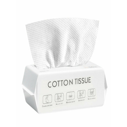 Одноразовые хлопковые полотенца для лица KimHome Cotton Tissue, 80 штук