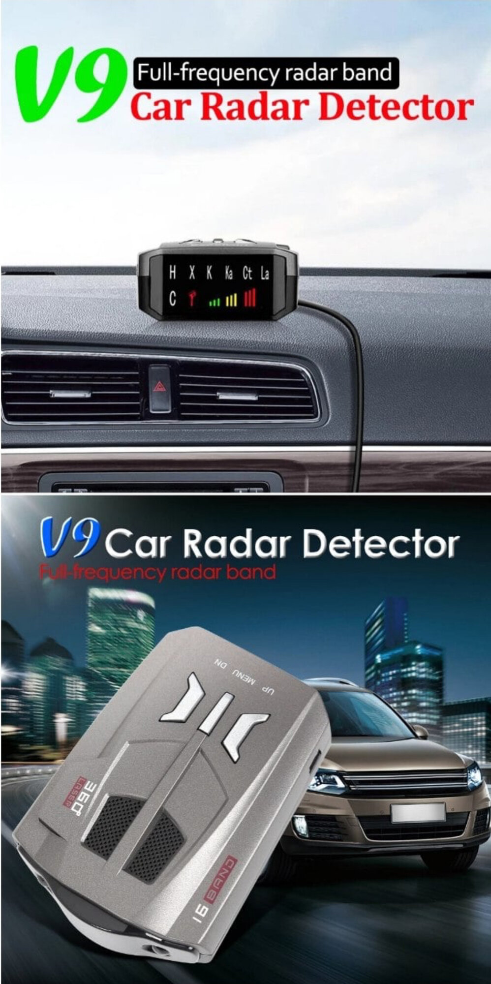 Радар-детектор, GPS V9 сигнатурный, LNA усилитель, компактный — фото 1