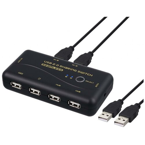 KVM-переключатель GSMIN AN-21 2xUSB (F), 4xUSB (F) (Черный)