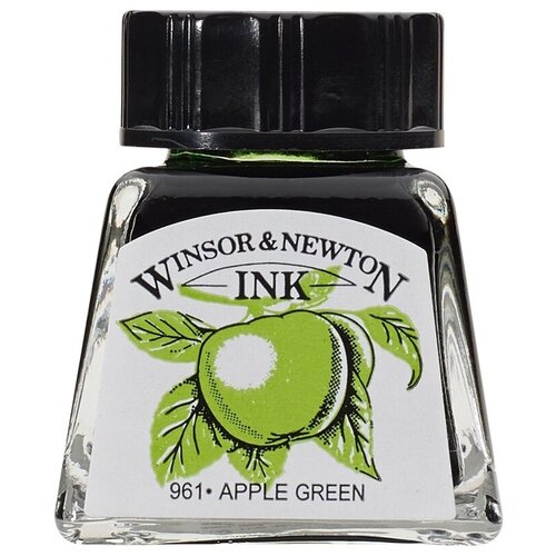 фото Тушь winsor&newton для рисования, зеленое яблоко, стекл. флакон 14мл (1005011) winsor & newton