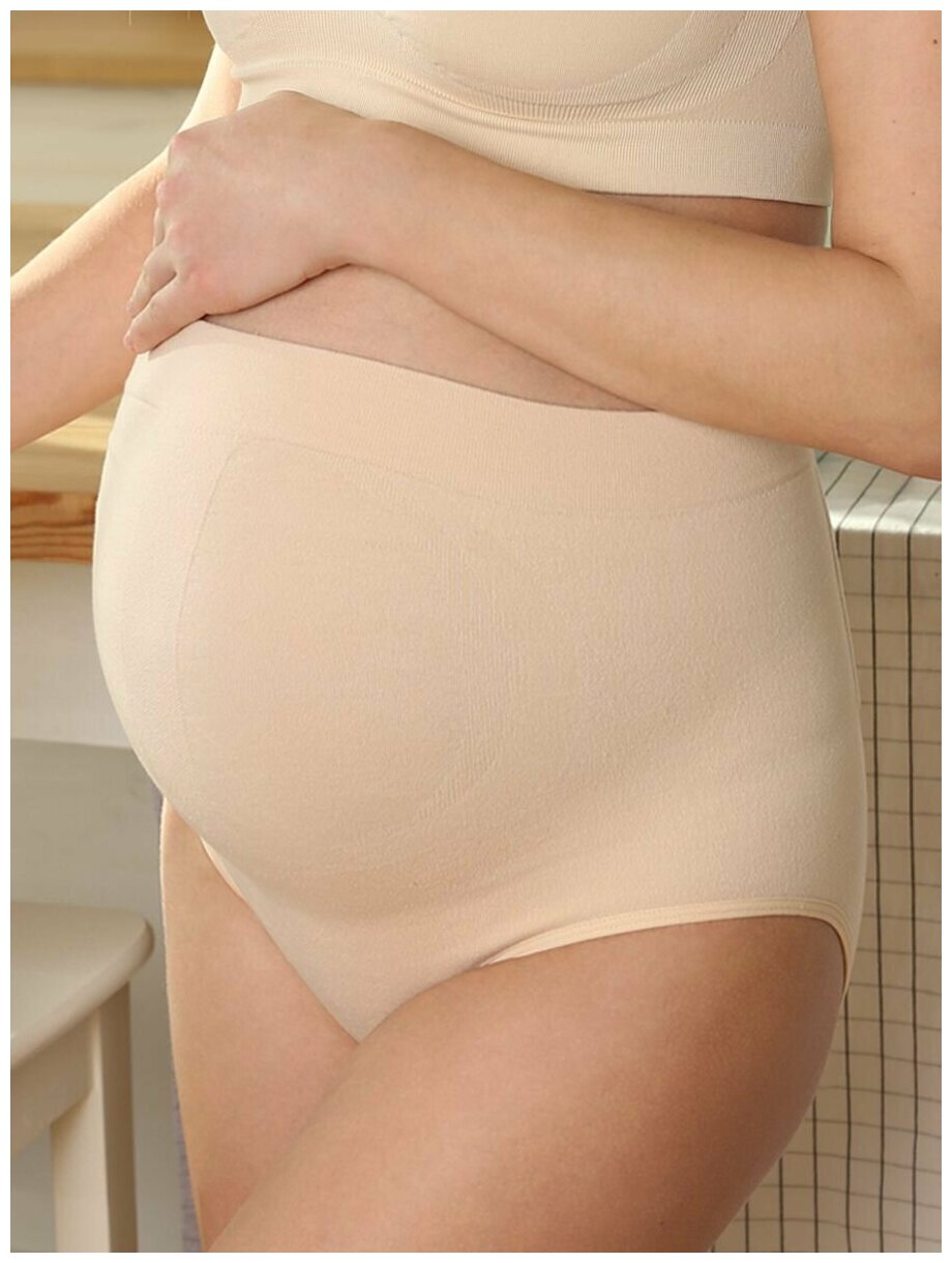 Бандаж (пояс-трусы) бесшовный для беременных женщин ФЭСТ/модель 142Б, размер( 98) бежевый