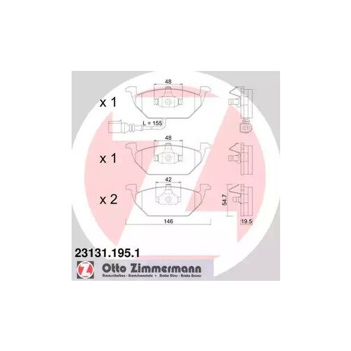 23131.195.1_колодки Дисковые Передние! Audi A2 1.4i/1.6fsi/1.4tdi 00>, Skoda Fabia 1.4i/1.9tdi 00> Zimmermann арт. 231311951