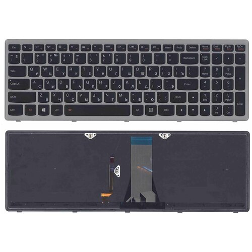 Клавиатура для ноутбука Lenovo G505s Z510 S510 черная c серебристой рамкой 95200₽