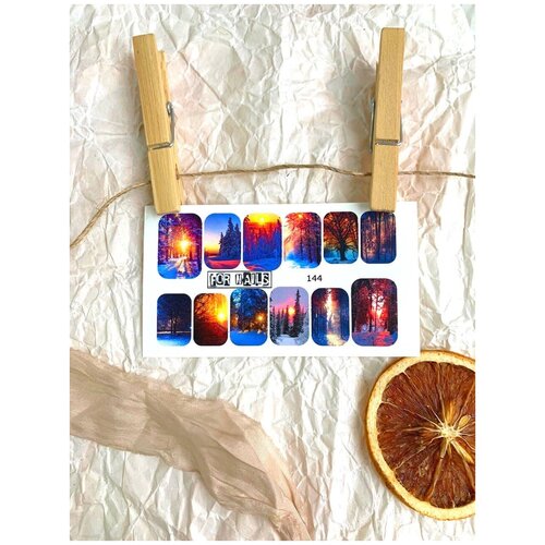 Слайдер (водные наклейки) для дизайна ногтей FN144 Зима Новый Год Природа