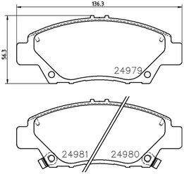 Дисковые тормозные колодки передние NISSHINBO NP-8013 для Honda (4 шт.)