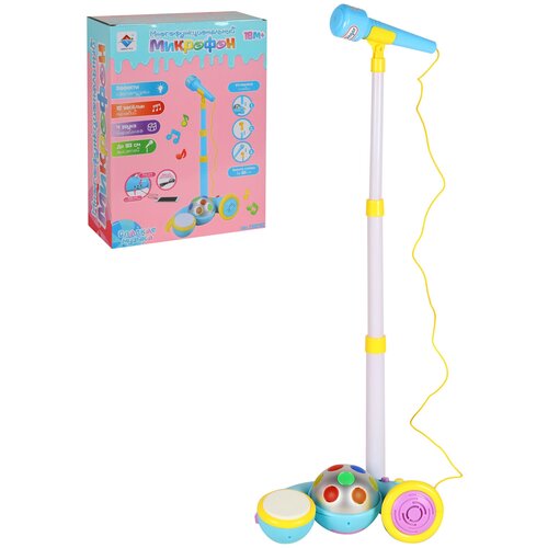 Развивающая игрушка для детей Микрофон, обучающая/музыкальная игрушка, 12 мелодий, звук, свет, розовый, JB0333690