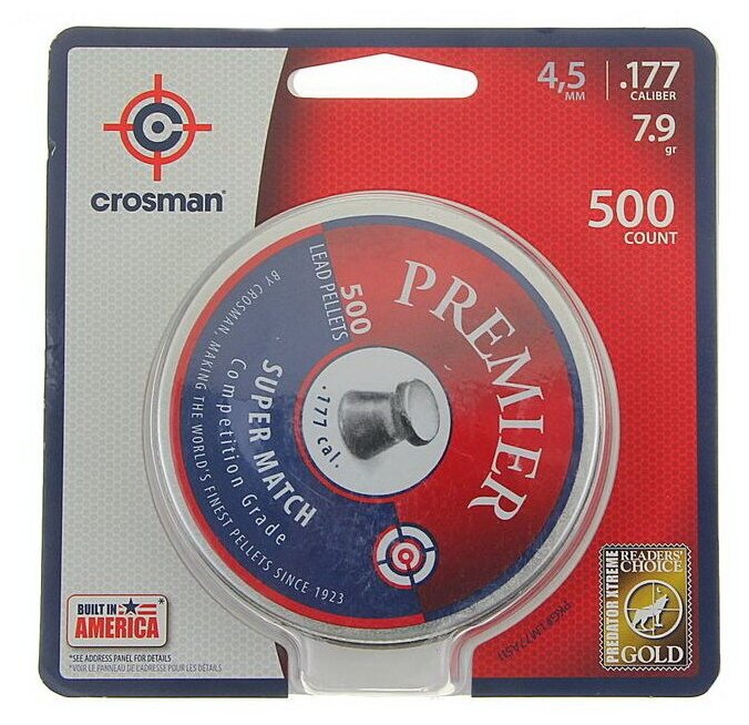 Пули Crosman Premier Super Match 4,5 мм, 0,51 грамм, 500 штук