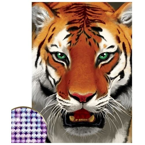 фото Школа талантов алмазная вышивка с полным заполнением «тигр», 15 х 21 см. набор для творчества