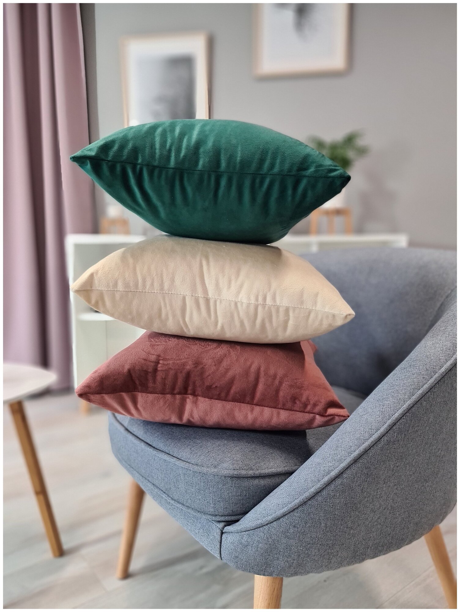 Подушка декоративная Linen Way бархат, 40x40 см, кремовый — купить в ...