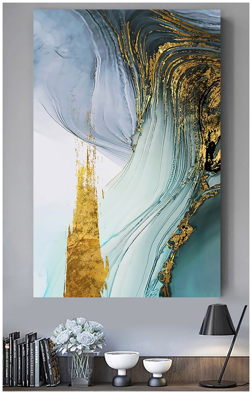 Картина абстракция в гостиную/зал/спальню "Абстрактные волны", 60х80 см