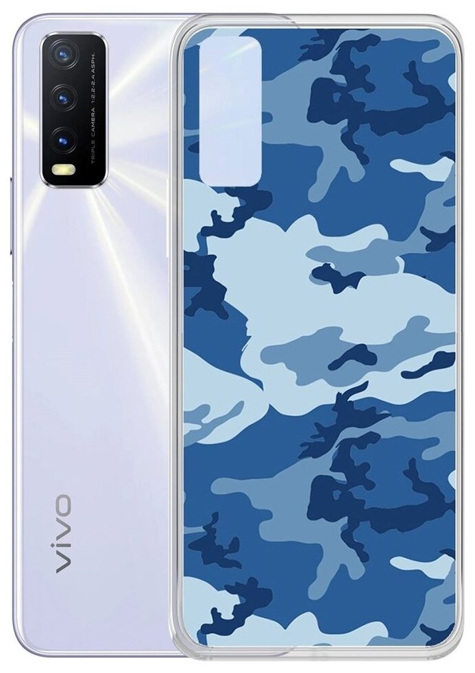 Чехол-накладка Krutoff Clear Case Камуфляж синий для Vivo Y20