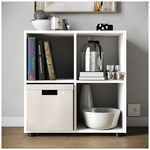 Стеллаж Kvadro-2 белый деревянный для хранения вещей, книг, игрушек, для дома и офиса, этажерка, полка 330х648х674 (ДхШхВ) - изображение