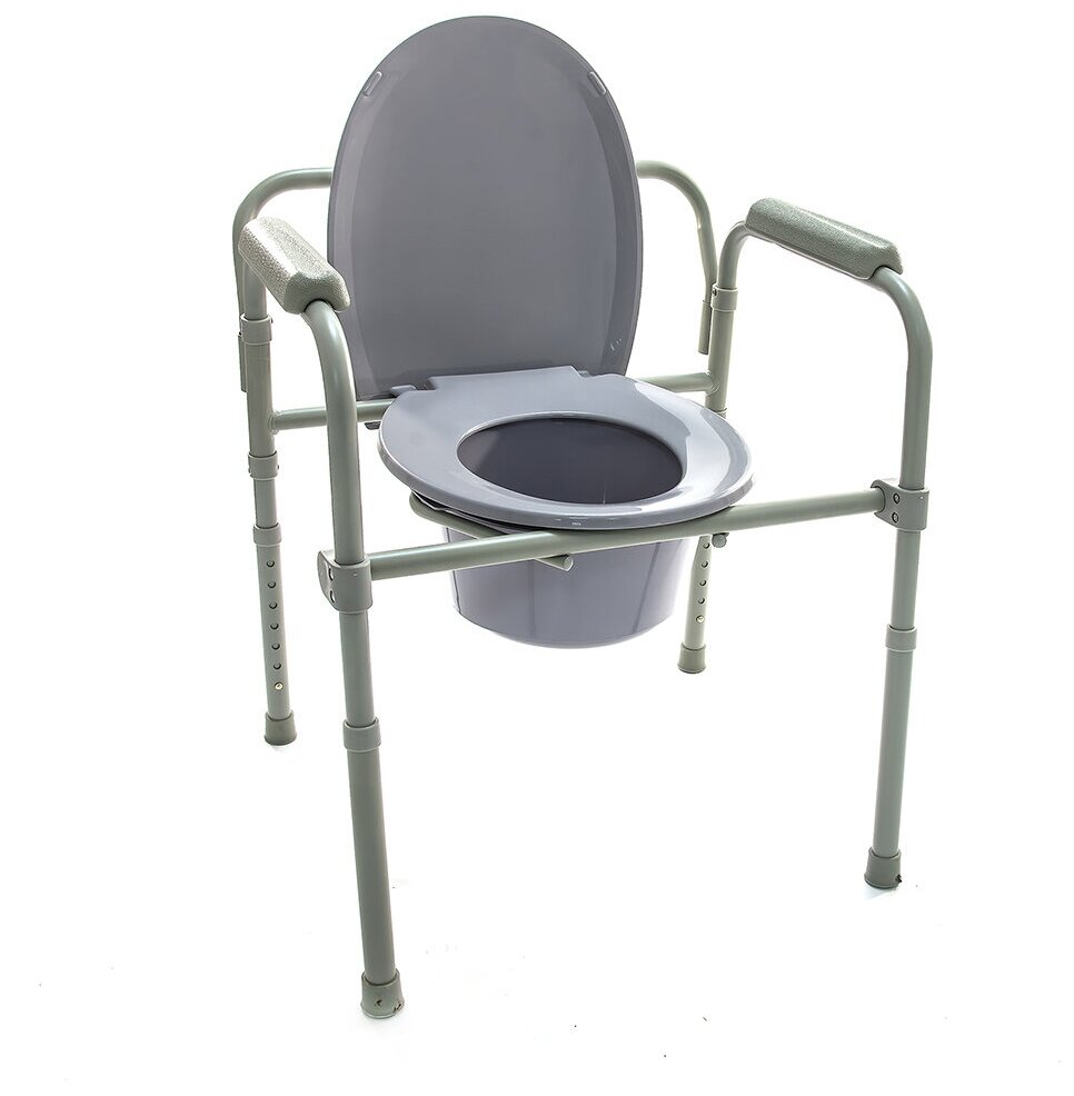 Кресло-стул с санитарным оснащением повышенной грузоподъемности (до 135 кг) НМР-7210A Мега-Оптим для взрослых, пожилых людей и инвалидов