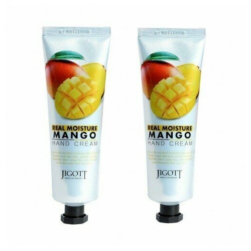 фото Jigott набор увлажняющий крем для рук с экстрактом манго real moisture mango hand cream, 100 мл х 2 шт