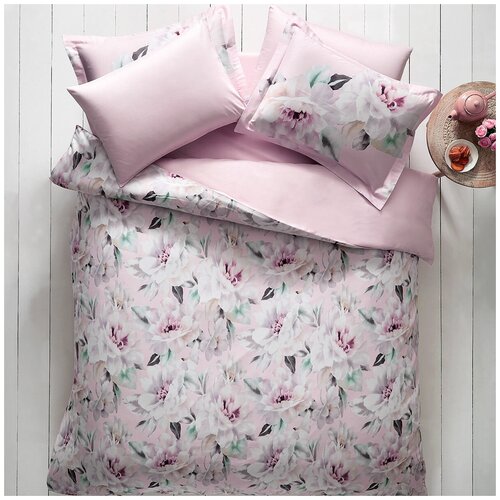 фото Постельное белье сатин-люкс fulmine tivolyo (светло-розовый), 1,5 спальный (наволочки 50x70)