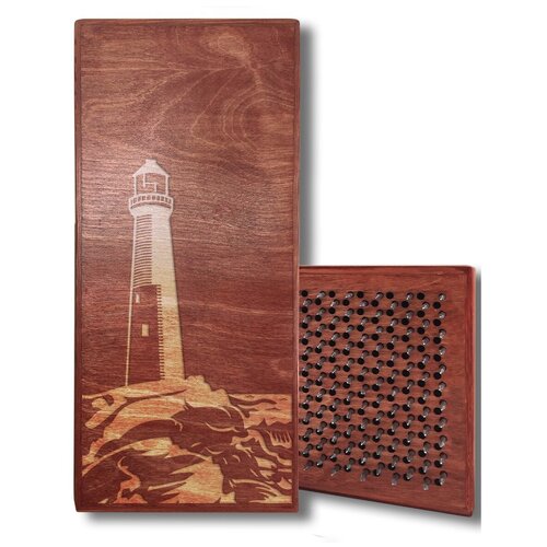 фото Доска садху красная пейзаж - 256, размер 31x14, шаг гвоздей 10 мм чакра