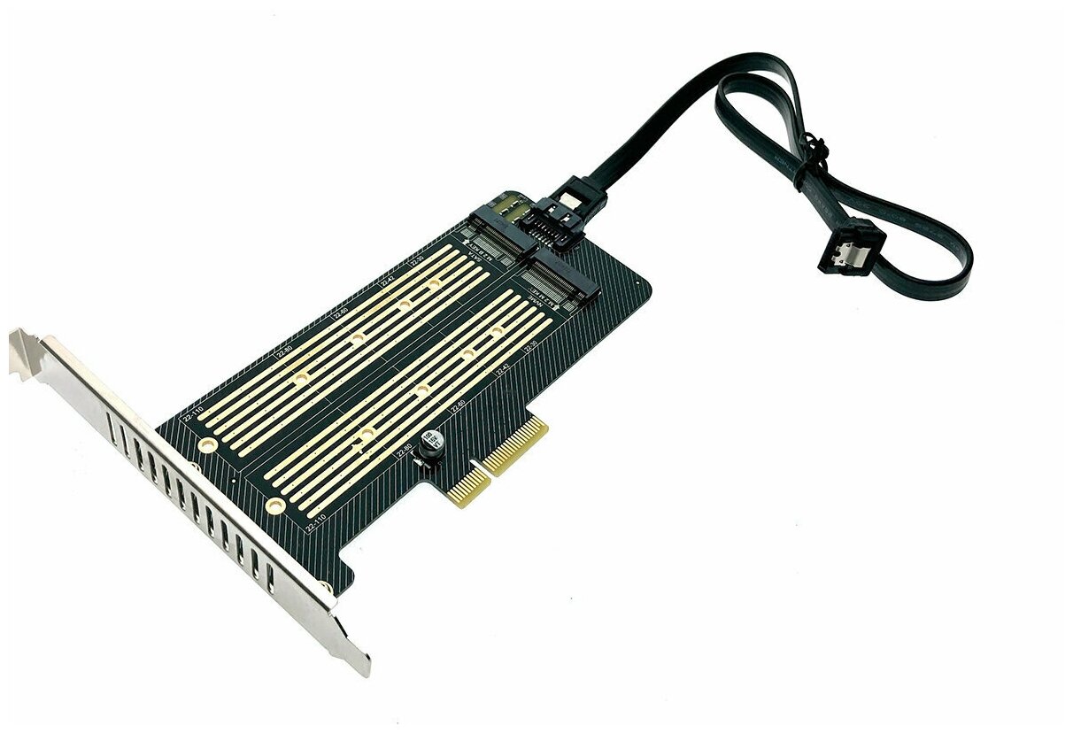 Контроллер PCI-Ex4, M.2 1port B key +1port M key, PCIe2M2, Espada