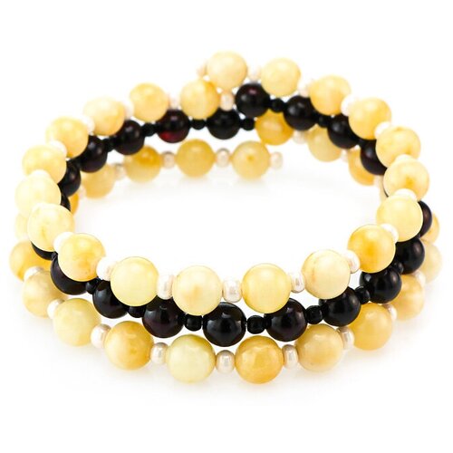 фото Amberholl эффектный браслет «анжелика» из натурального формованного янтаря и бисера на струне