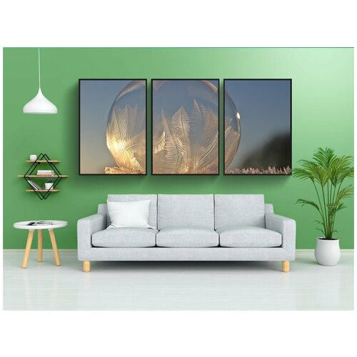 фото Набор модулных постеров для интерьера "мыльный пузырь, мороз пузырь, ледяной кристалл" 60x90 см. в тубусе, без рамки lotsprints