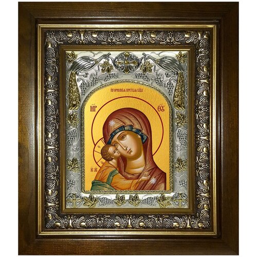 Икона Игоревская Божия Матерь, 14х18 см, в окладе и киоте