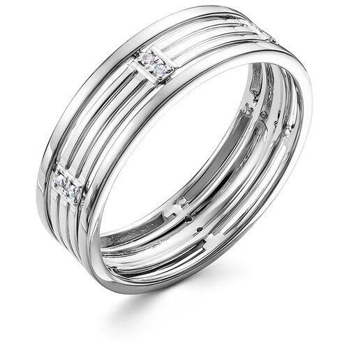 фото Кольцо обручальное vesna jewelry, белое золото, 585 проба, родирование, бриллиант, размер 17, бесцветный