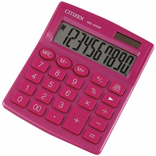 Citizen Калькулятор настольный Citizen 10-ти разрядный 102 х 124 х 25 мм, 2-е питание, розовый