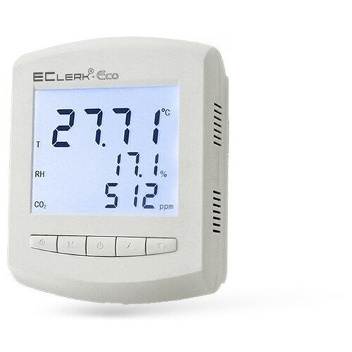 Измеритель-сигнализатор качества воздуха (температура, влажность, уровень СО2) Рэлсиб EClerk-Eco-RHTC