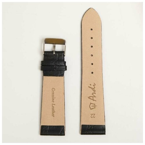 фото Ремешок для часов, мужской, 22 мм, натуральная кожа, чёрный