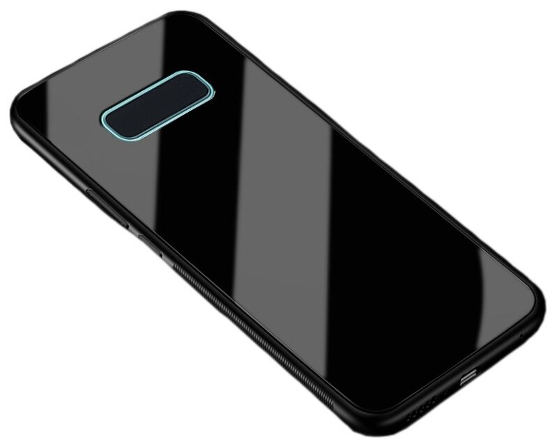 Ультра-тонкий силиконовый чехол-бампер MyPads для Samsung Galaxy S10e с закаленным стеклом на заднюю крышку телефона черный