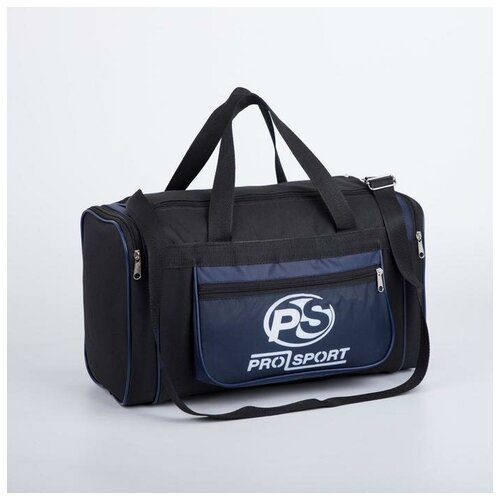 фото Сумка спортивная на молнии, 3 наружных кармана, цвет чёрный/синий sarabella