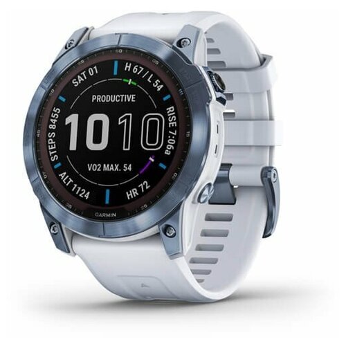 GARMIN FENIX 7X Sapphire Solar титановый синий минерал DLC с белым ремешком 8399000₽
