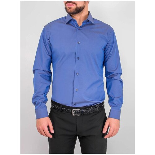 фото Рубашка мужская длинный рукав greg 230/131/63153/h/z/1, полуприталенный силуэт / regular fit, цвет голубой, рост 174-184, размер ворота 40