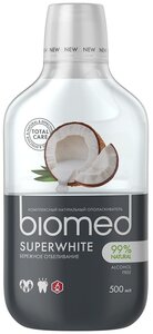 Ополаскиватель для полости рта Biomed Superwhite, кокос, усиливает отбеливающие свойства зубной пасты, 500 мл