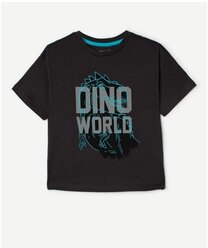 Тёмно-серая футболка с принтом Dino World для мальчика Gloria Jeans, размер 2-3г/98