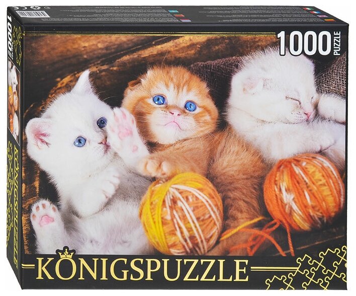 Пазлы Рыжий кот 1000 элементов, Konigspuzzle, "Три котенка с клубками" (ШТK1000-0644)