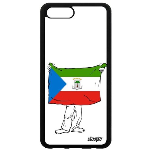 фото Яркий чехол для мобильного // honor v10 / view 10 // "флаг гвинеи экваториальной с руками" дизайн патриот, utaupia, белый