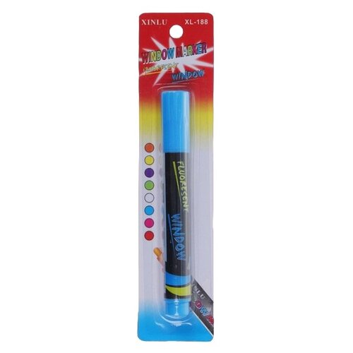 Маркер меловой для стекла, LED, на блистере, синий