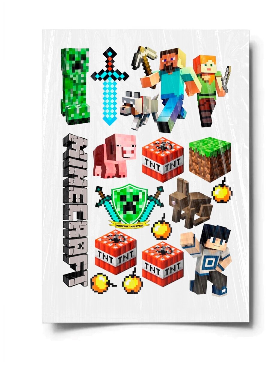 Сахарная картинка майнкрафт на торт