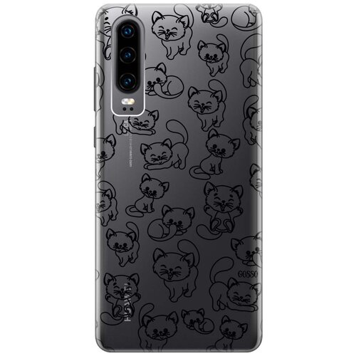 Ультратонкий силиконовый чехол-накладка Transparent для Huawei P30 с 3D принтом Cute Kitties ультратонкий силиконовый чехол накладка transparent для huawei p30 с 3d принтом dragon