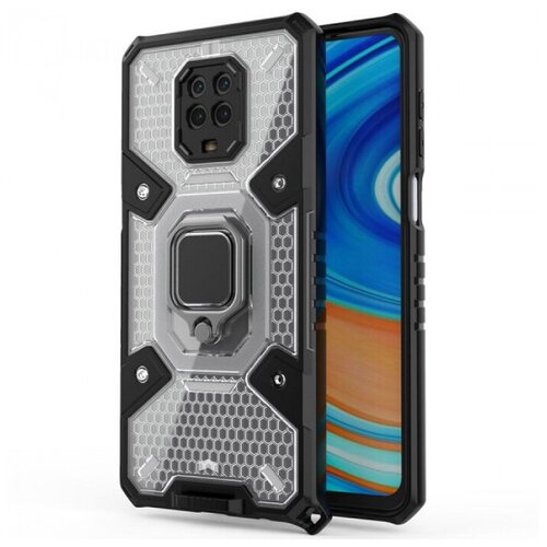 Honeycomb Armor Противоударный чехол с защитой камеры и кольцом для Xiaomi Redmi Note 9 Pro (Max) / 9S soft silicone magnetic ring case for xiaomi redmi note 9s shockproof armor car holder stand cover for redmi note 8 9 pro max 9 s