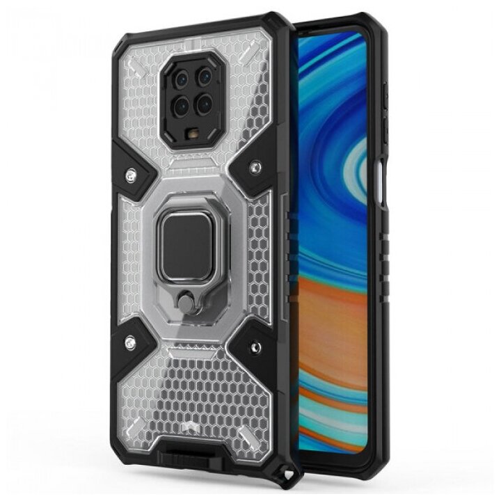 Honeycomb Armor Противоударный чехол с защитой камеры и кольцом для Xiaomi Redmi Note 9 Pro (Max) / 9S