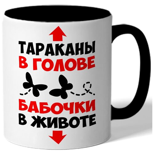 фото Кружка цветная тараканы в голове,бабочки в животе - бабочки drabs