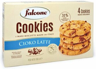 Печенье сахарное FALCONE "Cookies" с молочным шоколадом, 200 г, картонная упаковка, MC-00013546