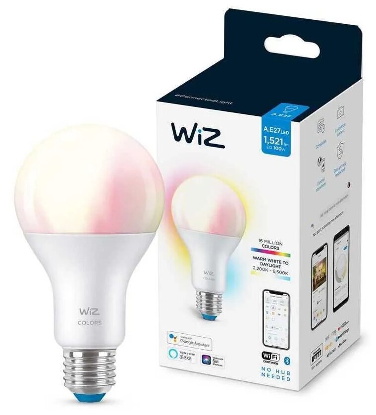 Лампа WiZ Wi-FiBLE100WA67E27922-65RGB1PF/6