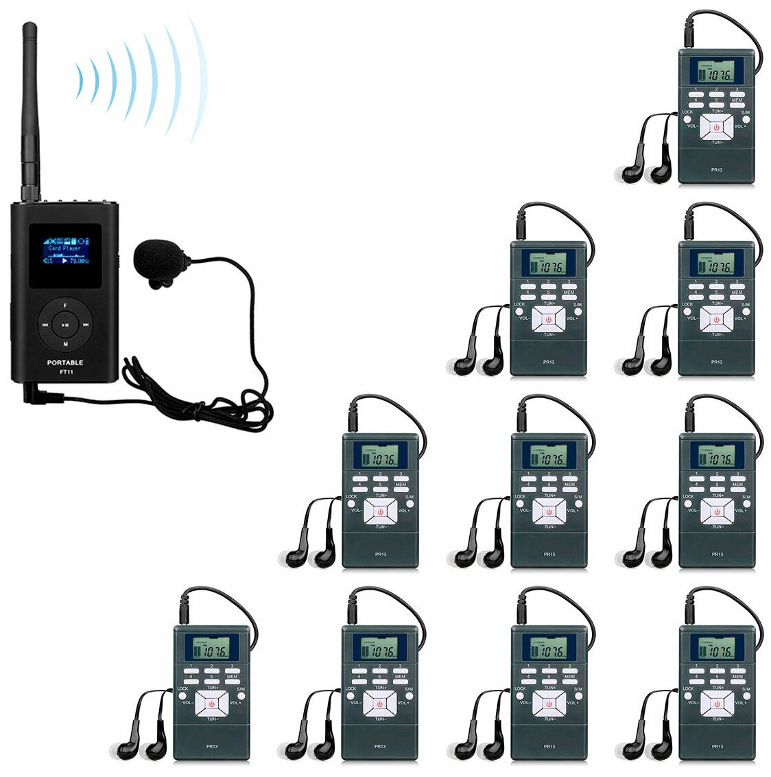 Беспроводная радиогид система на 10 экскурсантов Radiosync SGTR01