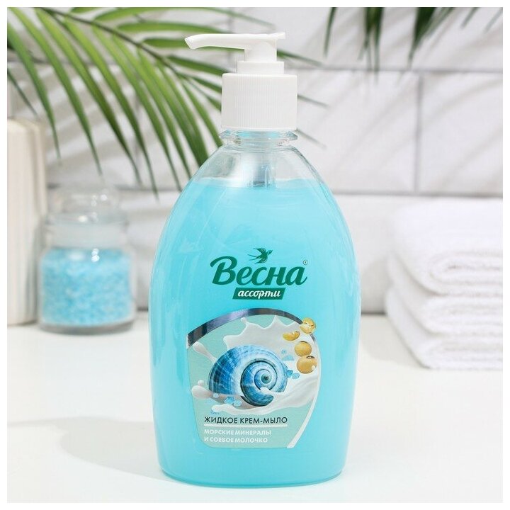 фото Жидкое крем-мыло весна, Ассорти "Морские минералы и соевое молочко", 500 мл