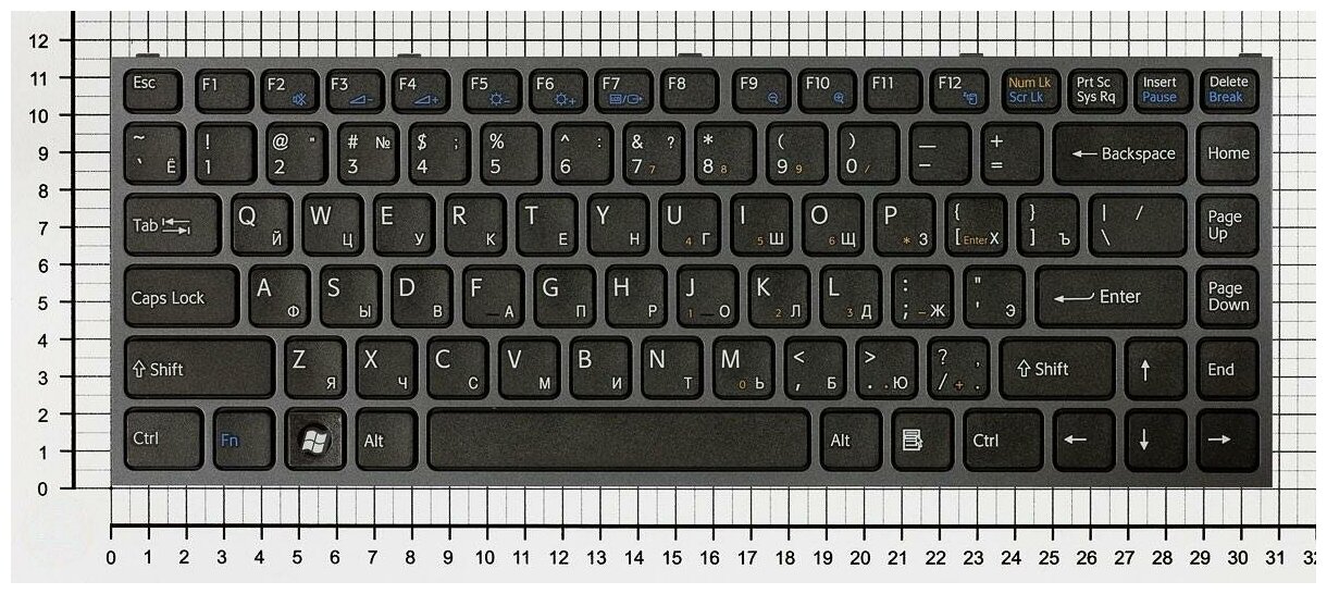 Клавиатура для ноутбука Sony Vaio 148768661 черная с черной рамкой