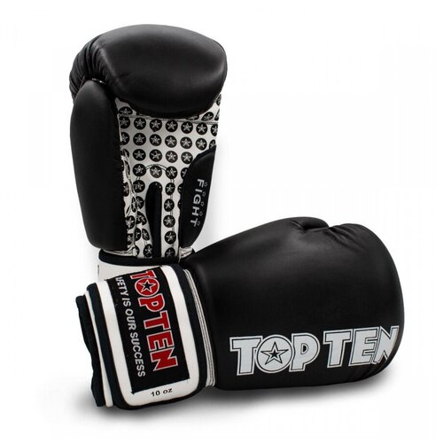 Top Ten боксерские тренировочные перчатки черные Fight Boxing 16 унций