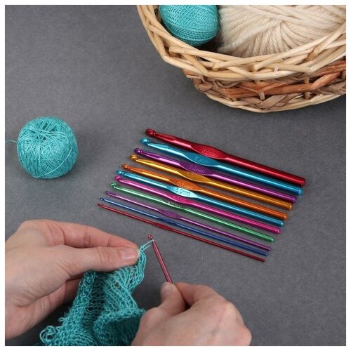 Купить Набор крючков для вязания, d = 2-8 мм, 14, 5 см, 12 шт, цвет разноцветный, нет бренда