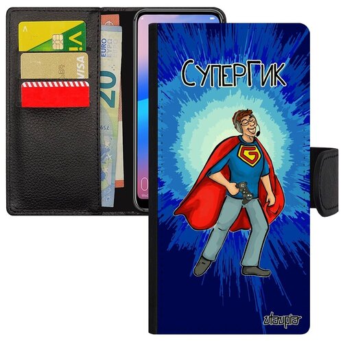 фото Защитный чехол книжка на смартфон // samsung galaxy a50 // "супергик" герой супергерой, utaupia, белый